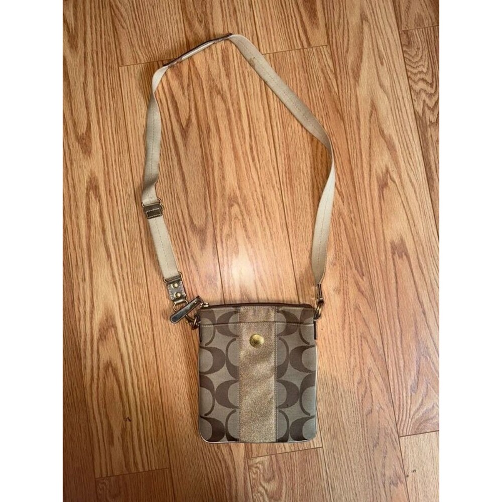 y2k coach signature jacquard swingpack